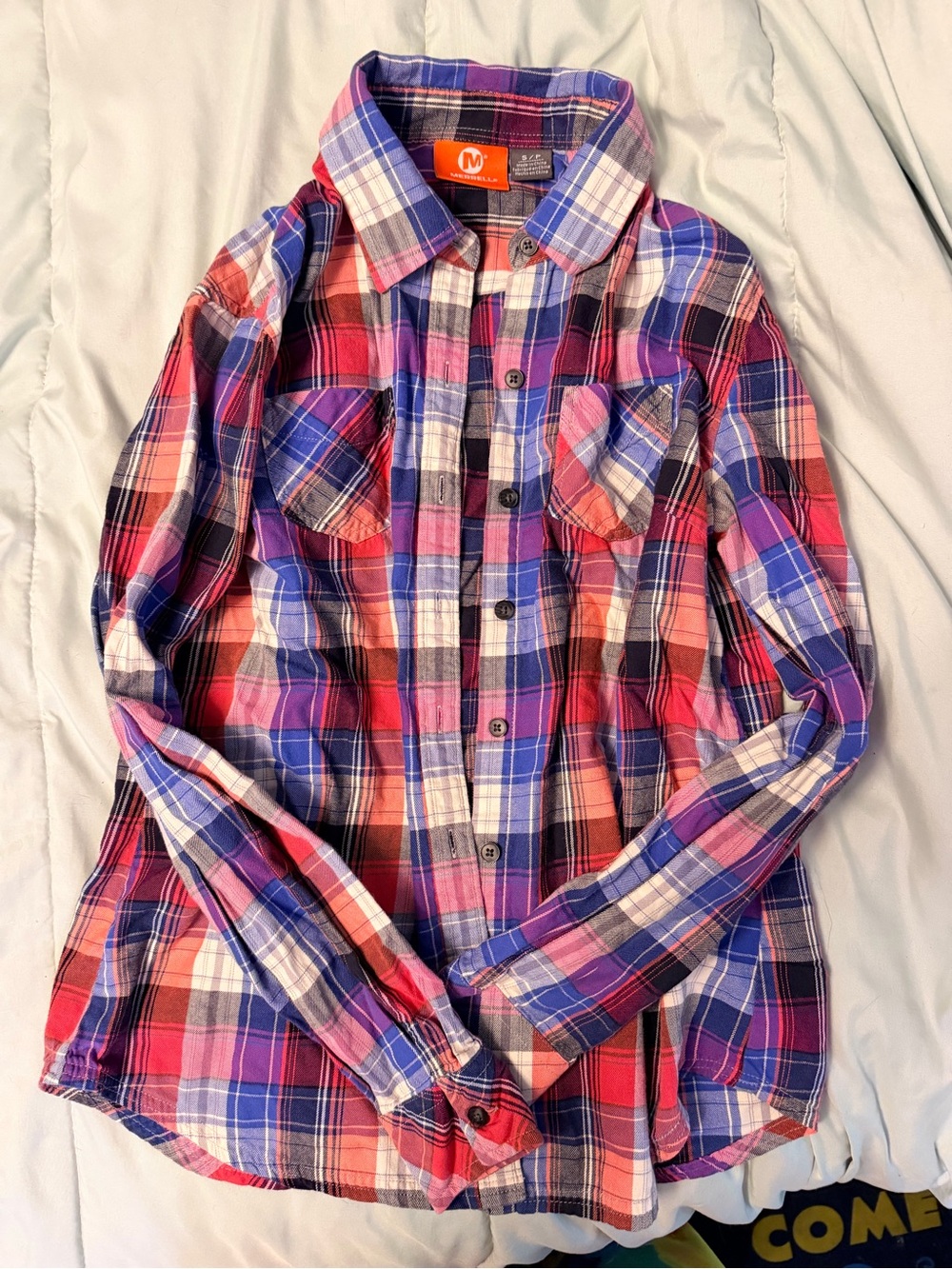 Merrell Plaid Button-Up Shirt in Blue, Purple and Orange